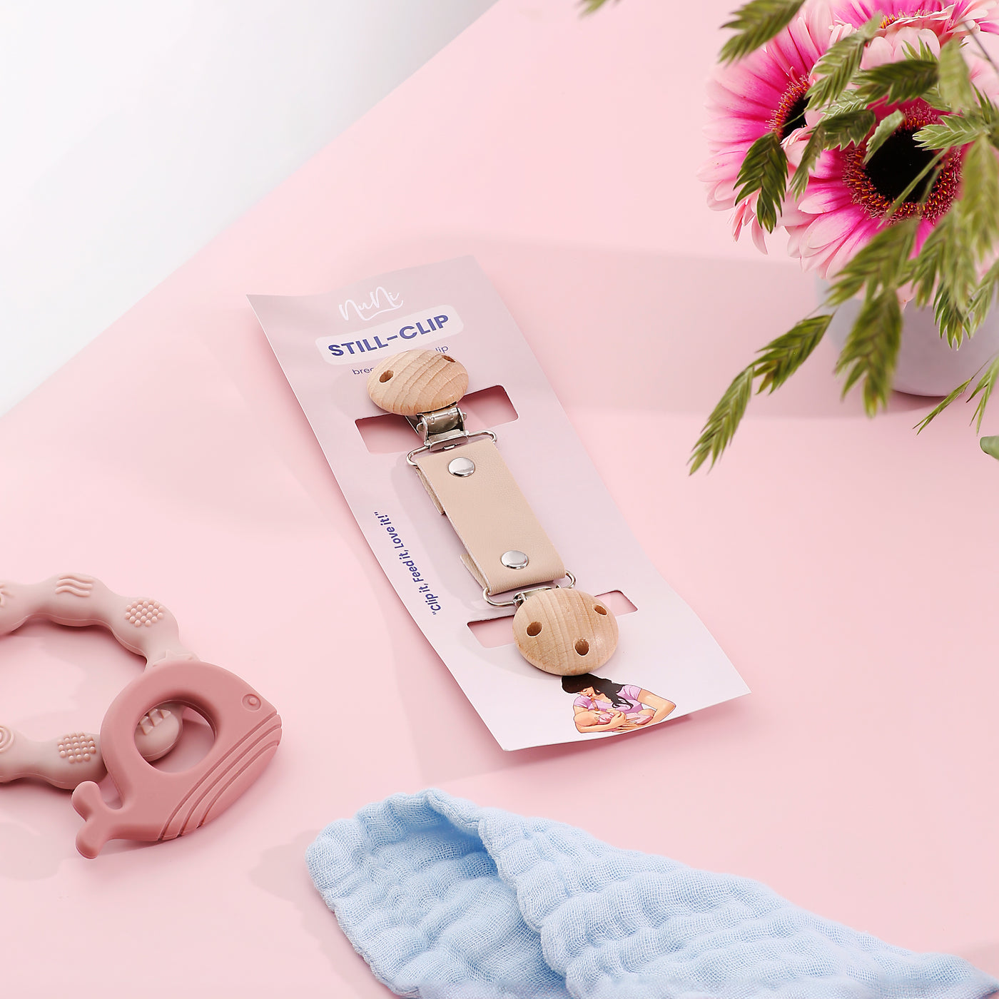 Set d'allaitement + clip d'allaitement + coussinets d'allaitement supplémentaires